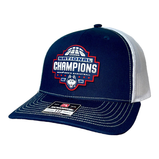 UConn Huskies 2024 NCAA Men's Basketball National Champions Snapback Trucker Hat- Navy/ White