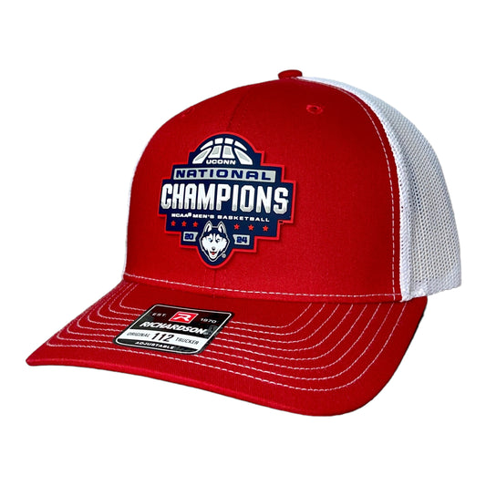 UConn Huskies 2024 NCAA Men's Basketball National Champions Snapback Trucker Hat- Red/ White