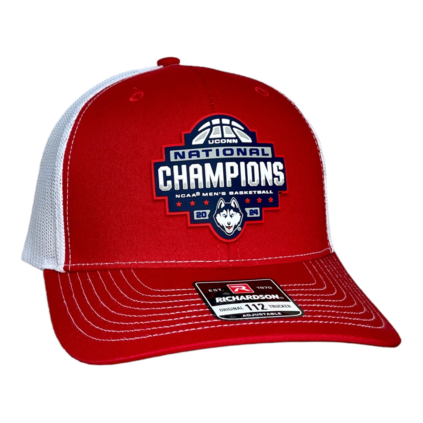 UConn Huskies 2024 NCAA Men's Basketball National Champions Snapback Trucker Hat- Red/ White