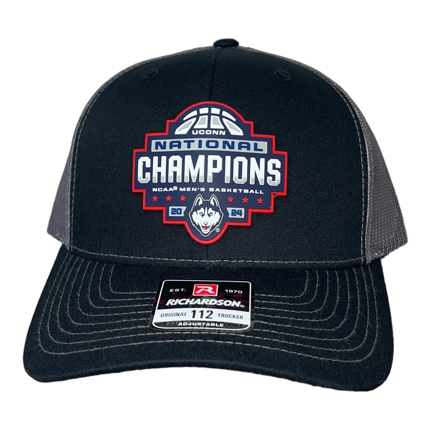 UConn Huskies 2024 NCAA Men's Basketball National Champions Snapback Trucker Hat- Black/ Charcoal