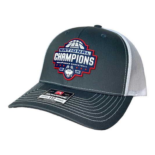 UConn Huskies 2024 NCAA Men's Basketball National Champions Snapback Trucker Hat- Charcoal/ White