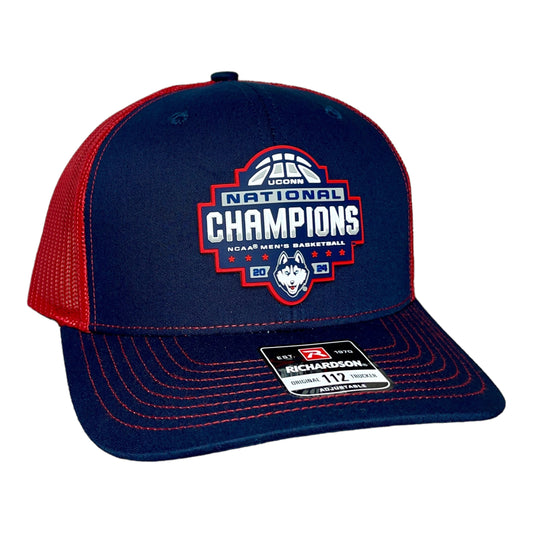 UConn Huskies 2024 NCAA Men's Basketball National Champions Snapback Trucker Hat- Navy/ Red