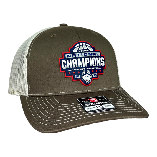 UConn Huskies 2024 NCAA Men's Basketball National Champions Snapback Trucker Hat- Chocolate Chip/ Birch