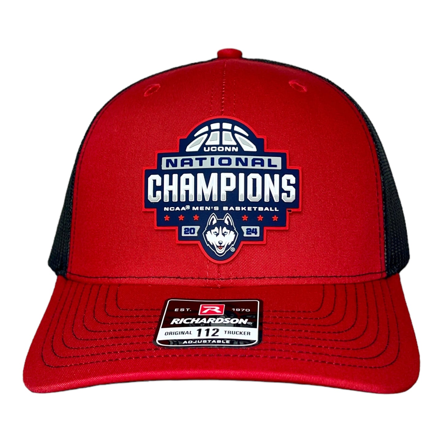 UConn Huskies 2024 NCAA Men's Basketball National Champions Snapback Trucker Hat- Red/ Black