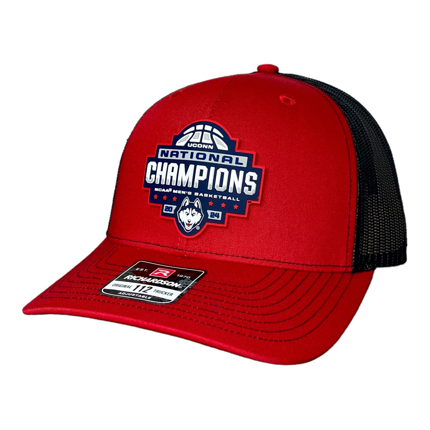 UConn Huskies 2024 NCAA Men's Basketball National Champions Snapback Trucker Hat- Red/ Black