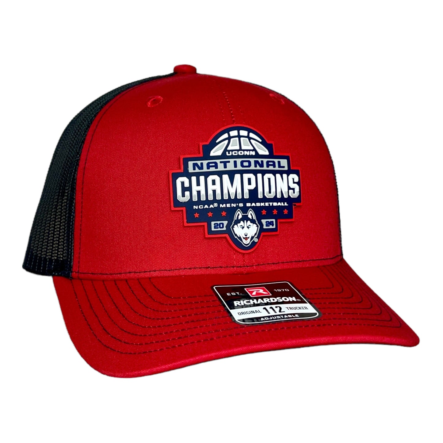 UConn Huskies 2024 NCAA Men's Basketball National Champions Snapback Trucker Hat- Red/ Black