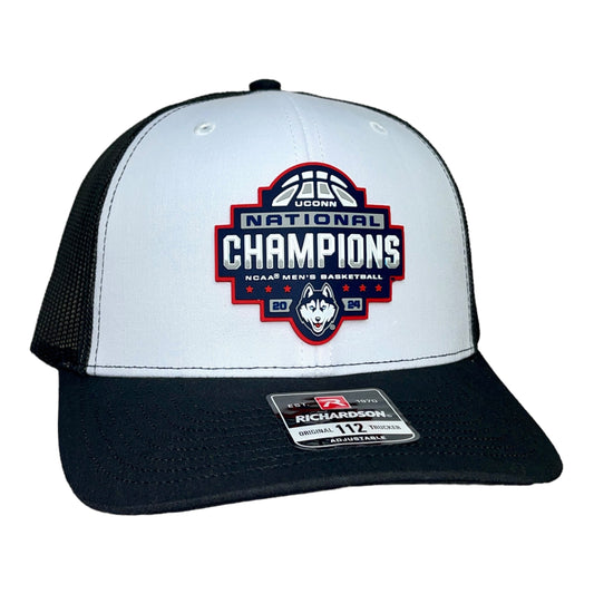 UConn Huskies 2024 NCAA Men's Basketball National Champions Snapback Trucker Hat- White/ Black