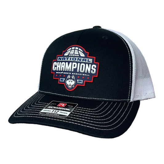 UConn Huskies 2024 NCAA Men's Basketball National Champions Snapback Trucker Hat- Black/ White