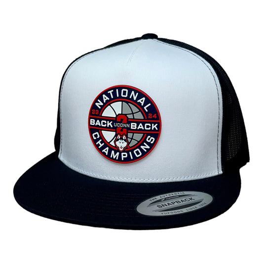 UConn Huskies Back-To-Back NCAA Men's Basketball National Champions 3D YP Snapback Flat Bill Hat- White/ Black