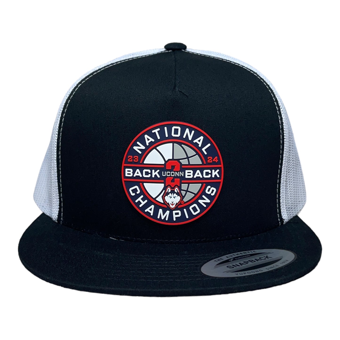 UConn Huskies Back-To-Back NCAA Men's Basketball National Champions 3D YP Snapback Flat Bill Hat- Black/ White