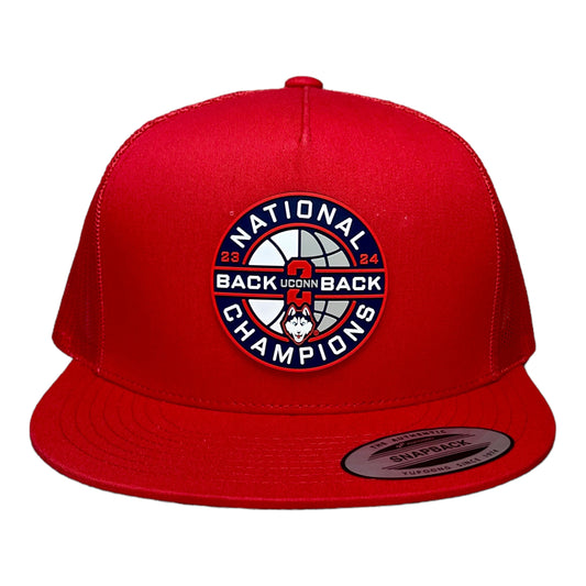 UConn Huskies Back-To-Back NCAA Men's Basketball National Champions 3D YP Snapback Flat Bill Hat- Red