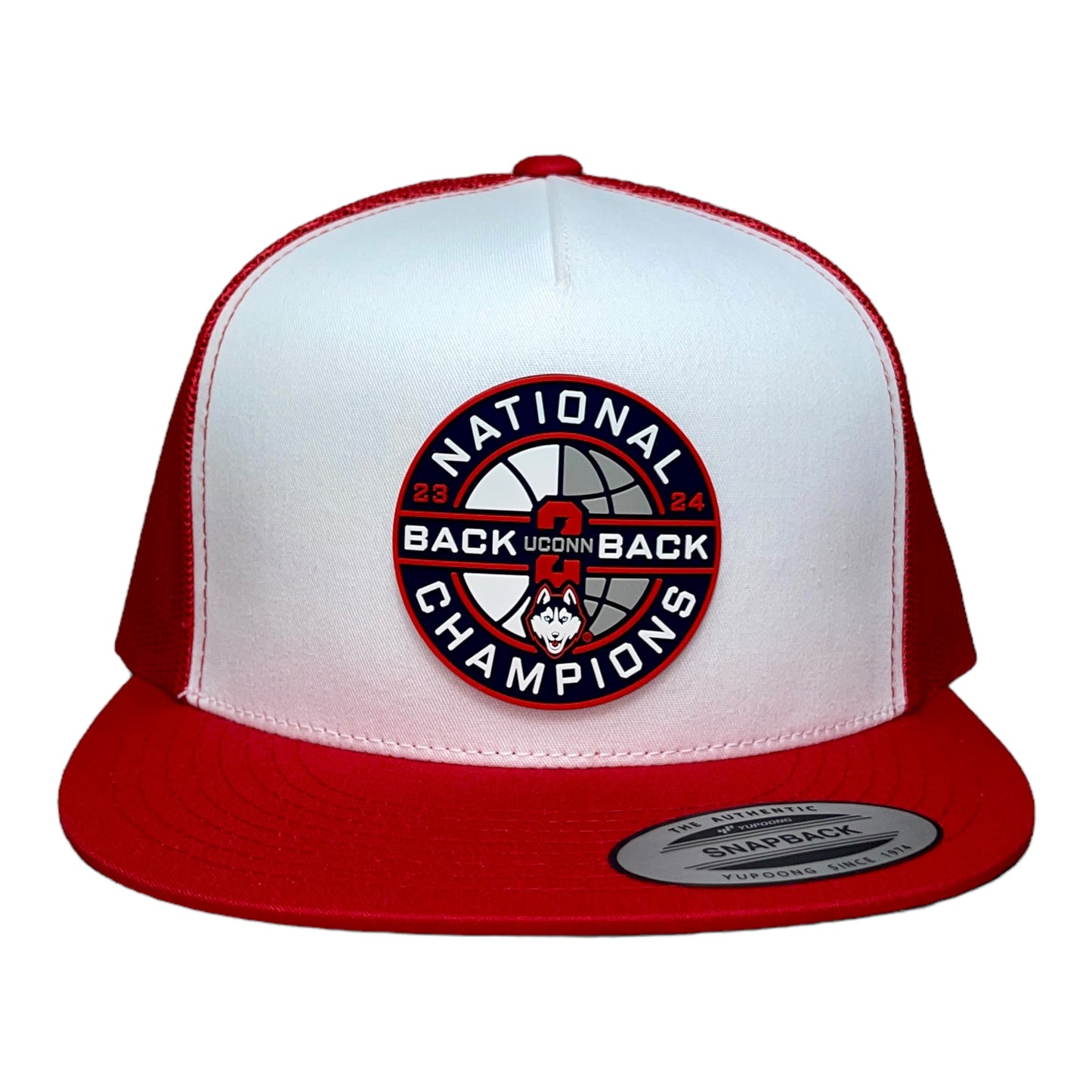 UConn Huskies Back-To-Back NCAA Men's Basketball National Champions 3D YP Snapback Flat Bill Hat- White/ Red