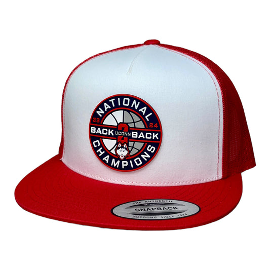 UConn Huskies Back-To-Back NCAA Men's Basketball National Champions 3D YP Snapback Flat Bill Hat- White/ Red