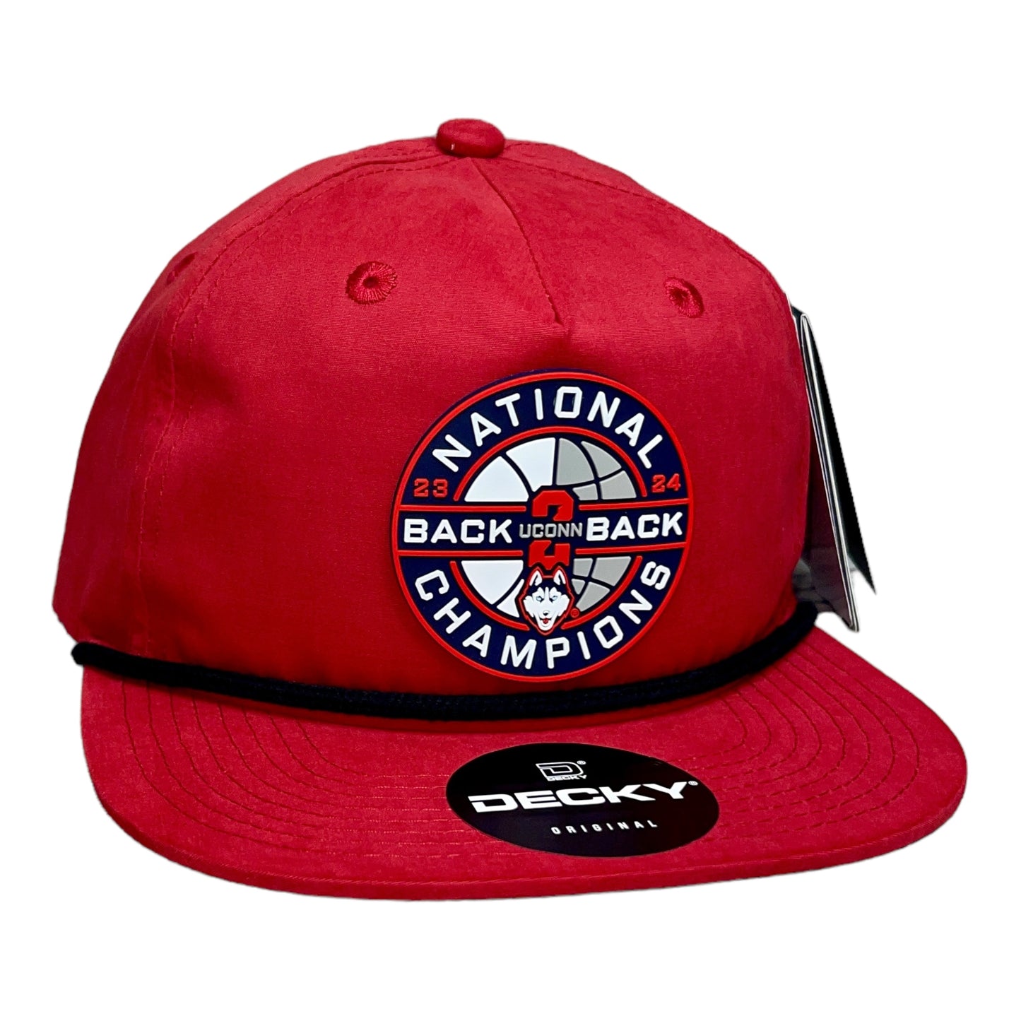 UConn Huskies Back-To-Back NCAA Men's Basketball National Champions 3D Classic Rope Hat- Red/ Black
