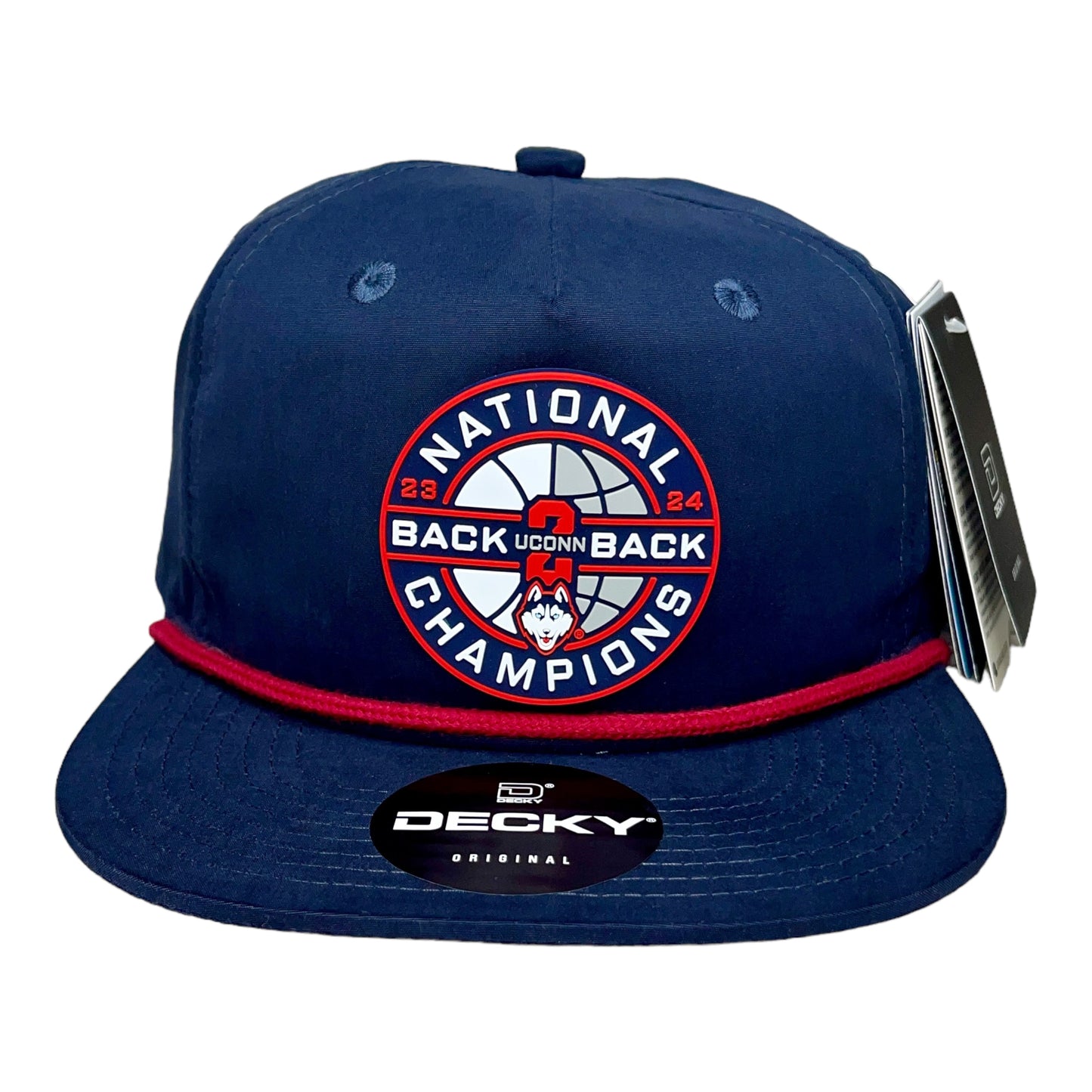 UConn Huskies Back-To-Back NCAA Men's Basketball National Champions 3D Classic Rope Hat- Navy/ Red