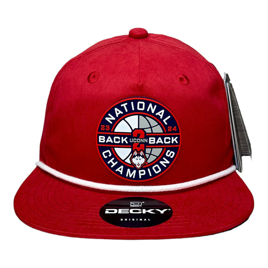 UConn Huskies Back-To-Back NCAA Men's Basketball National Champions 3D Classic Rope Hat- Red/ White