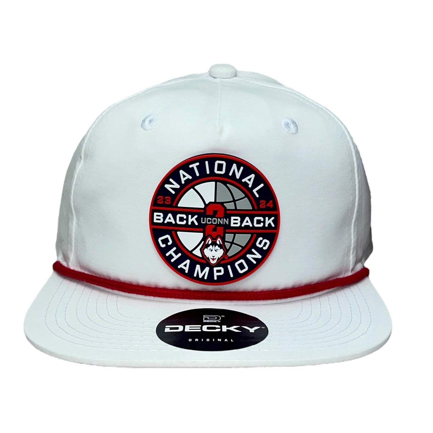 UConn Huskies Back-To-Back NCAA Men's Basketball National Champions 3D Classic Rope Hat- White/ Red