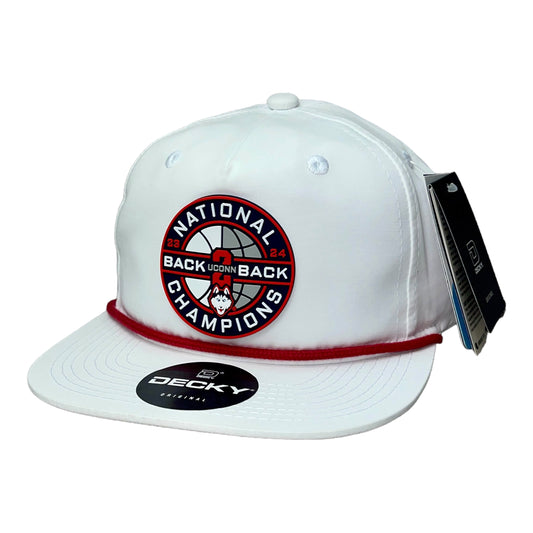 UConn Huskies Back-To-Back NCAA Men's Basketball National Champions 3D Classic Rope Hat- White/ Red