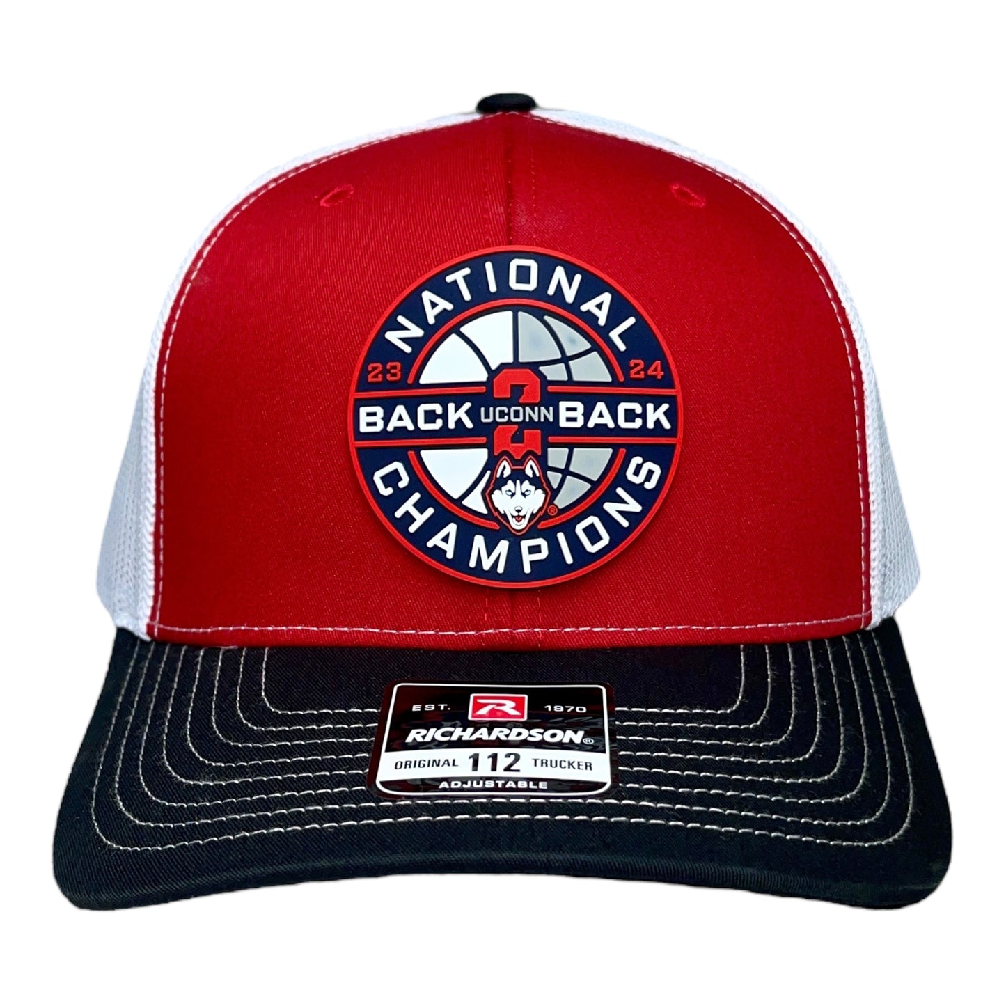 UConn Huskies Back-To-Back NCAA Men's Basketball National Champions 3D Snapback Trucker Hat- Red/ White/ Black