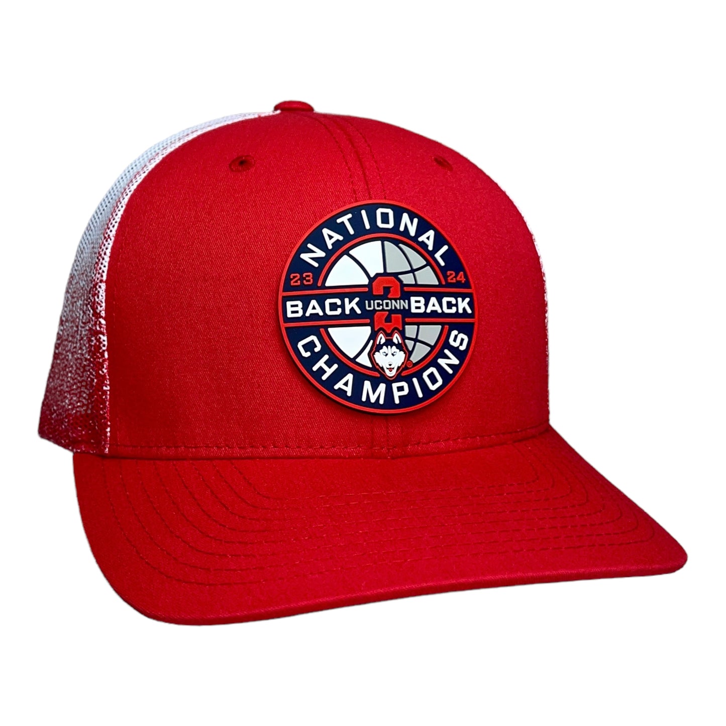 UConn Huskies Back-To-Back NCAA Men's Basketball National Champions 3D Snapback Trucker Hat- Red Fade