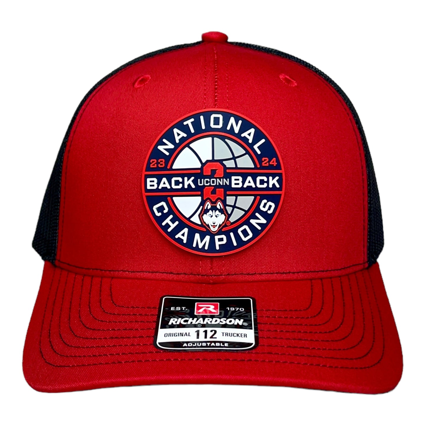 UConn Huskies Back-To-Back NCAA Men's Basketball National Champions 3D Snapback Trucker Hat- Red/ Black