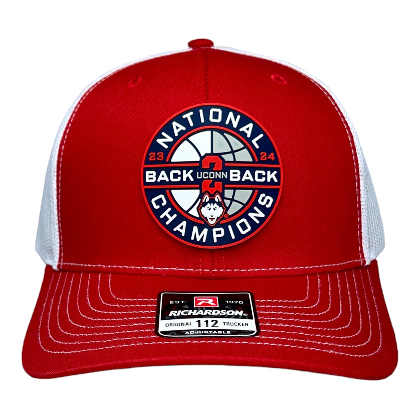 UConn Huskies Back-To-Back NCAA Men's Basketball National Champions 3D Snapback Trucker Hat- Red/ White