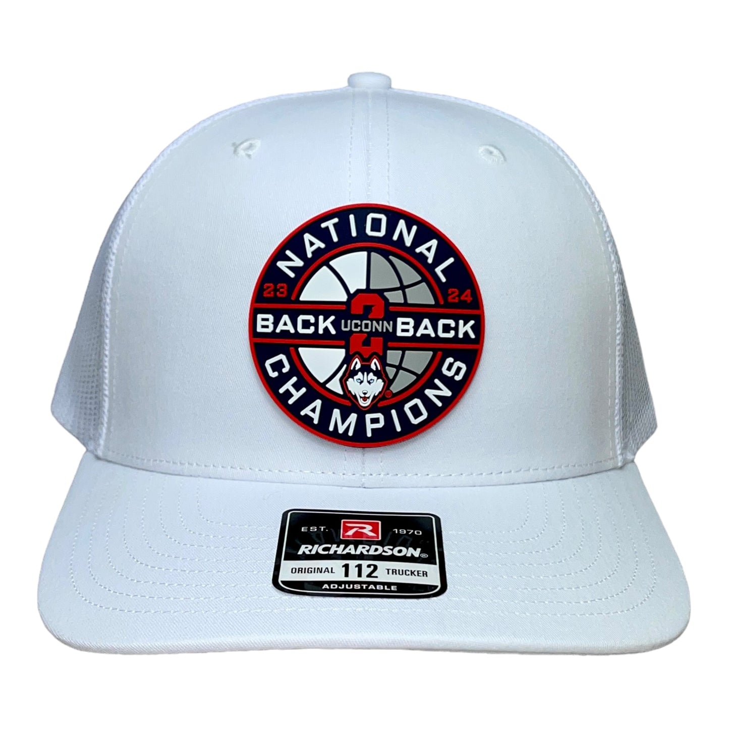 UConn Huskies Back-To-Back NCAA Men's Basketball National Champions 3D Snapback Trucker Hat- White