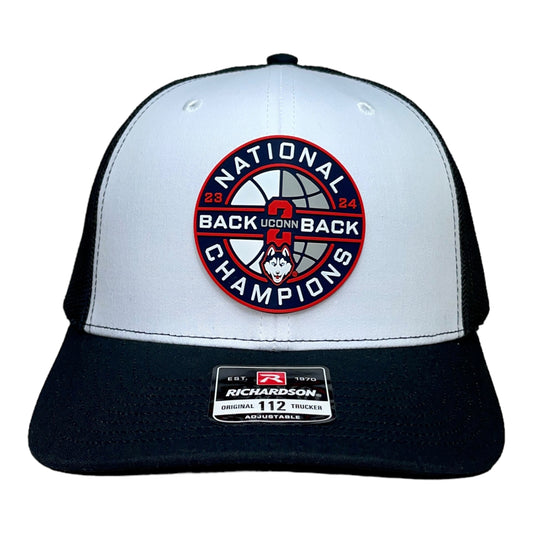 UConn Huskies Back-To-Back NCAA Men's Basketball National Champions 3D Snapback Trucker Hat- White/ Black