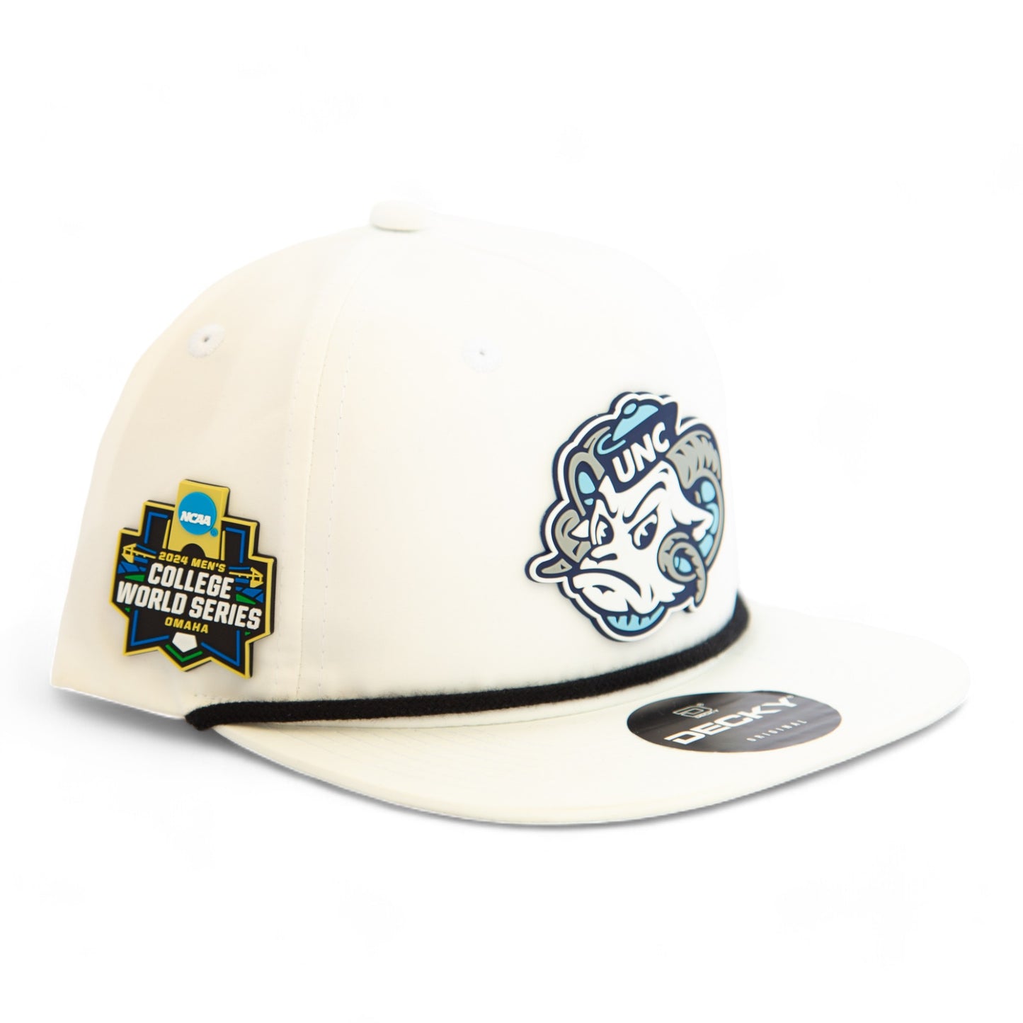 UNC Tar Heels 2024 Men's College World Series 3D Classic Rope Hat- White/ Black