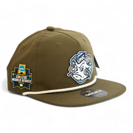 UNC Tar Heels 2024 Men's College World Series 3D Classic Rope Hat- Olive/ White