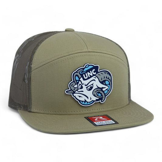 UNC Tar Heels 3D Snapback Seven-Panel Flat Bill Trucker Hat- Pale Loden Green