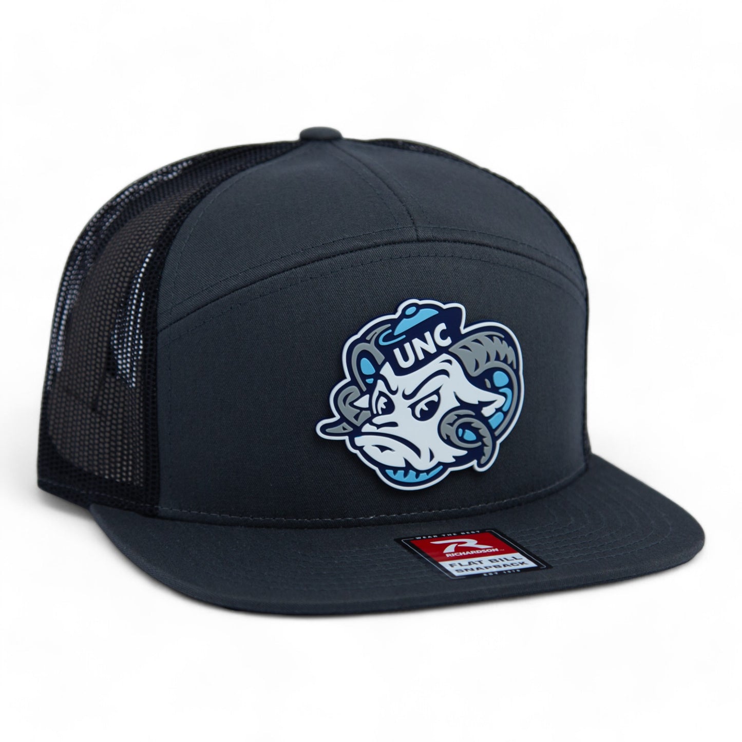 UNC Tar Heels 3D Snapback Seven-Panel Flat Bill Trucker Hat- Charcoal/ Black