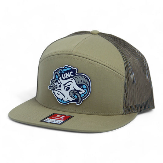 UNC Tar Heels 3D Snapback Seven-Panel Flat Bill Trucker Hat- Pale Loden Green