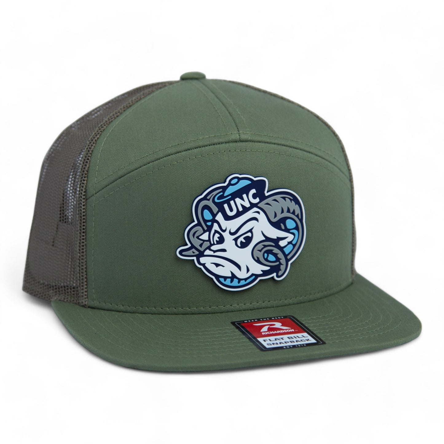 UNC Tar Heels 3D Snapback Seven-Panel Flat Bill Trucker Hat- Loden Green