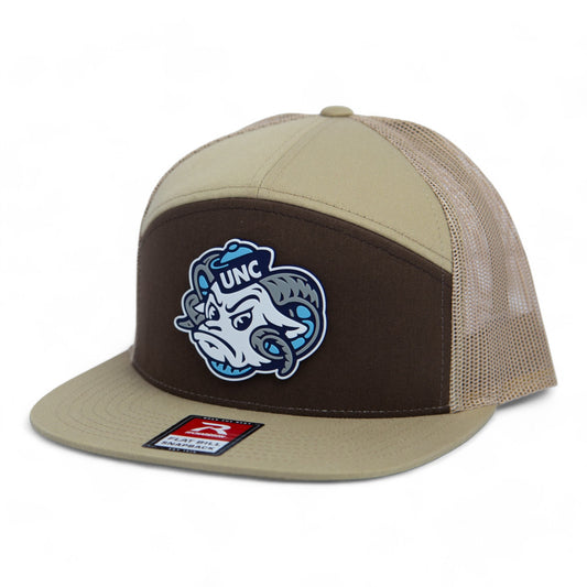 UNC Tar Heels 3D Snapback Seven-Panel Flat Bill Trucker Hat- Brown/ Tan