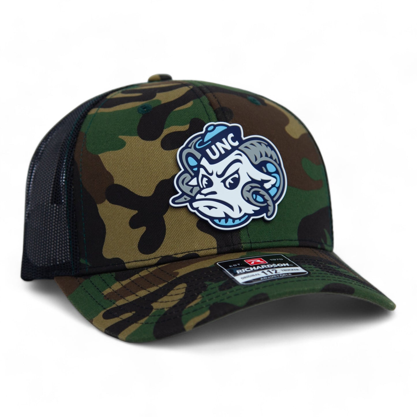 UNC Tar Heels 3D Snapback Trucker Hat- Army Camo/ Black