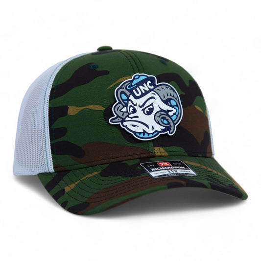 UNC Tar Heels 3D Snapback Trucker Hat- Army Camo/ White