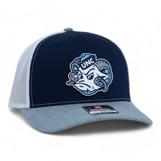 UNC Tar Heels 3D Snapback Trucker Hat- Navy/ White/ Heather Grey