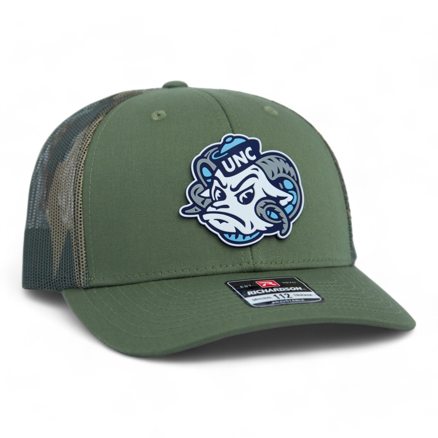 UNC Tar Heels 3D Snapback Trucker Hat- Loden/ Green Camo