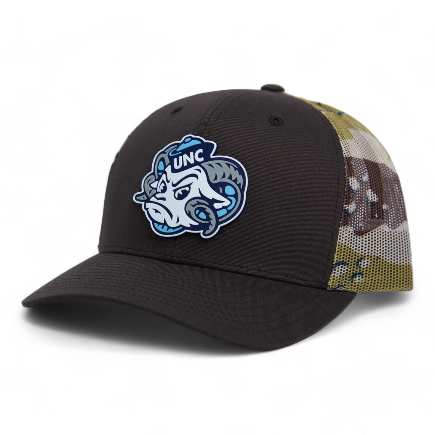 UNC Tar Heels 3D Snapback Trucker Hat- Brown/ Desert Camo