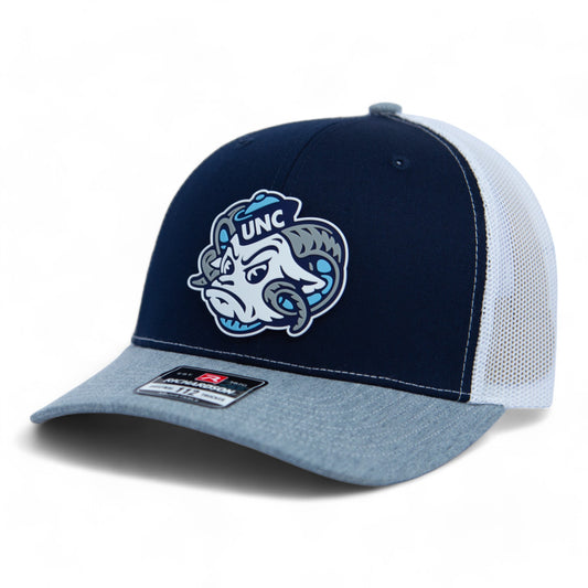 UNC Tar Heels 3D Snapback Trucker Hat- Navy/ White/ Heather Grey