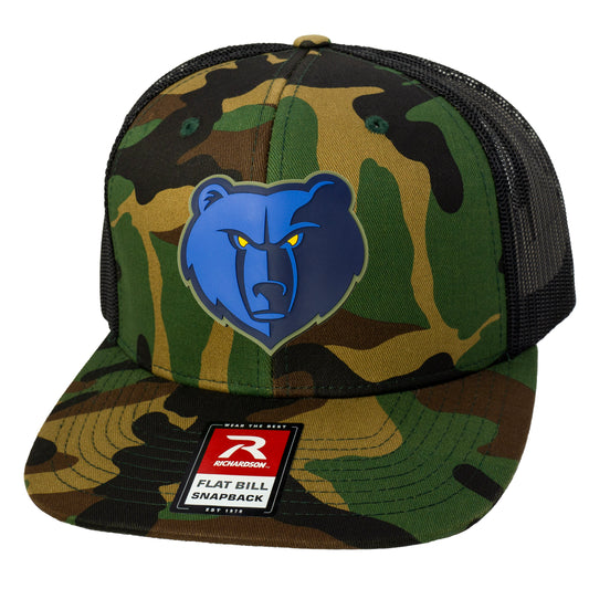 Memphis Grizzlies 3D PVC Patch Wool Blend Flat Bill Hat- Army Camo/ Black - Ten Gallon Hat Co.