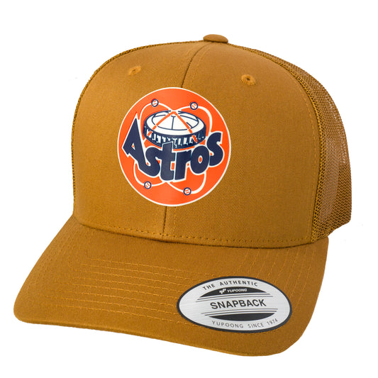 Astros Retro Astrodome 3D Classic YP Snapback Trucker Hat- Caramel - Ten Gallon Hat Co.