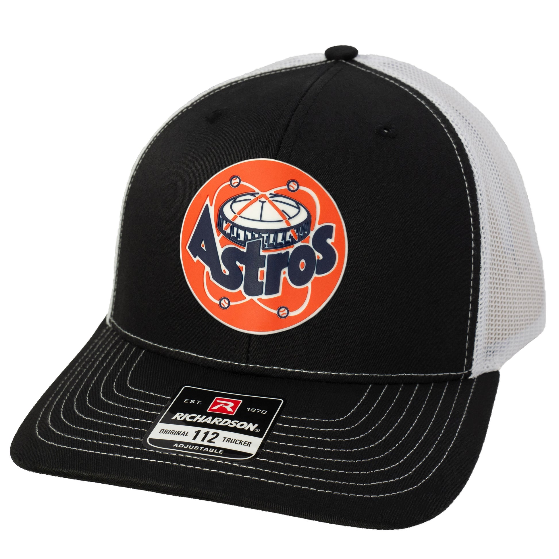 Astros Retro Astrodome 3D Snapback Trucker Hat- Black/ White - Ten Gallon Hat Co.