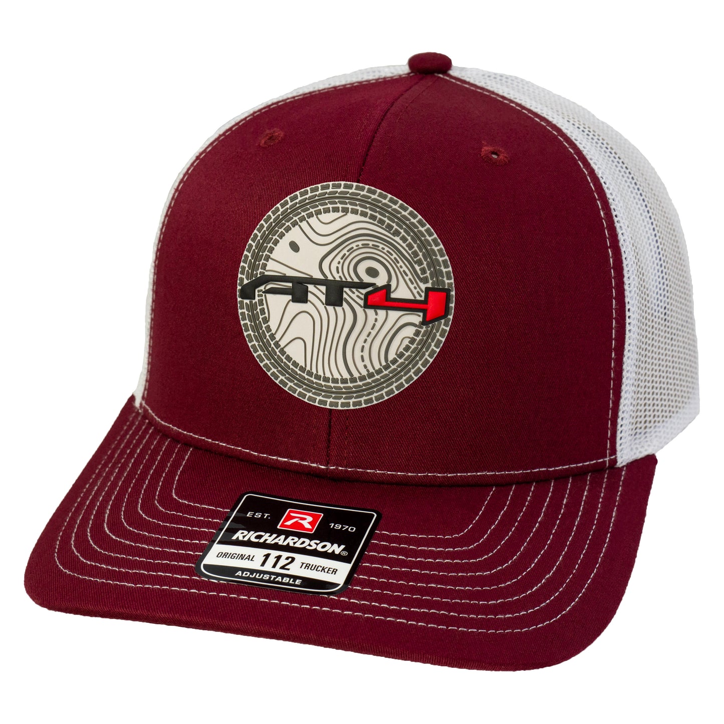 AT4 3D Topo Snapback Trucker Hat- Cardinal/ White - Ten Gallon Hat Co.