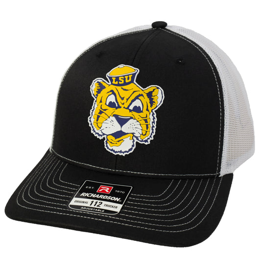 LSU Sailor Mike Classic 3D Snapback Trucker Hat- Black/ White - Ten Gallon Hat Co.