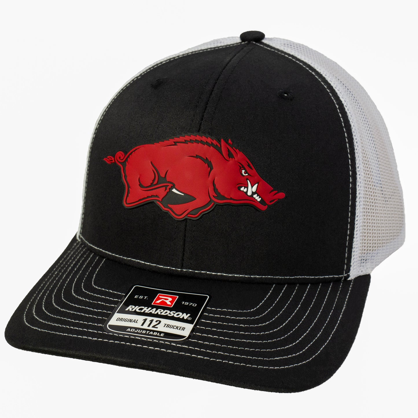 Arkansas Razorbacks Classic 3D Snapback Trucker Hat- Black/ White - Ten Gallon Hat Co.