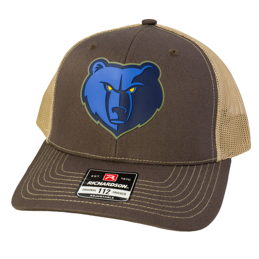 Memphis Grizzlies 3D Patch Snapback Trucker Hat- Brown/ Khaki - Ten Gallon Hat Co.