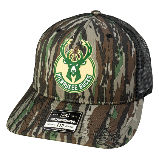 Milwaukee Bucks 3D Patterned Snapback Trucker Hat- Realtree Original/ Black - Ten Gallon Hat Co.