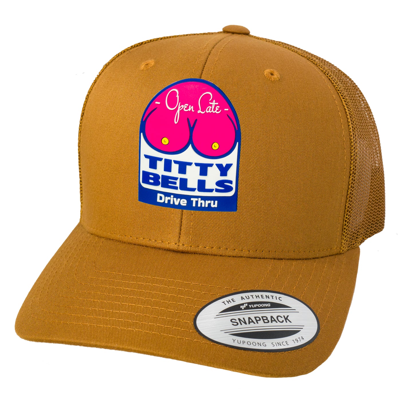 Titty Bells 3D YP Snapback Trucker Hat- Caramel - Ten Gallon Hat Co.